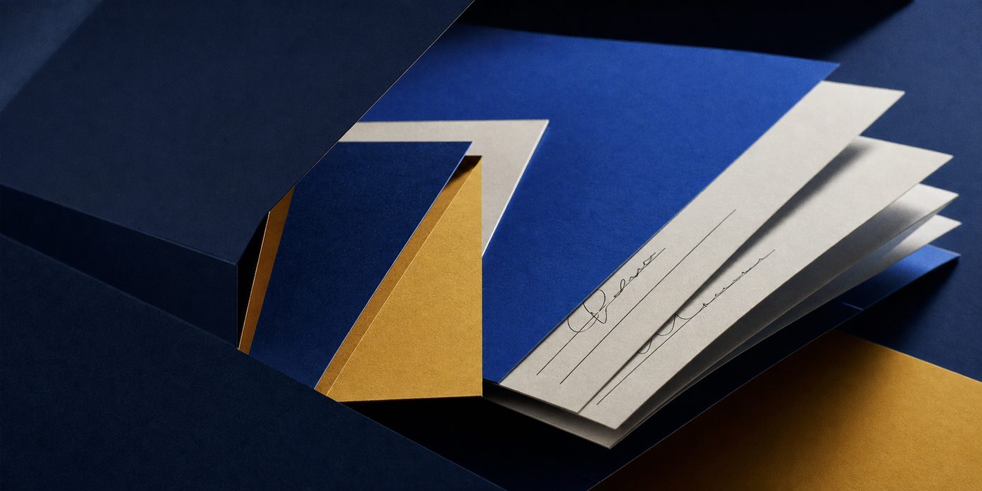Layered signed papers and architecture, blue and warm light, suggesting the working documents Probari produces